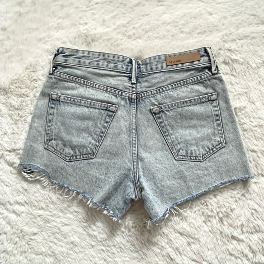 GRLFRND Helena Cotton Denim Shorts Distressed Cut-Off Light Wash
